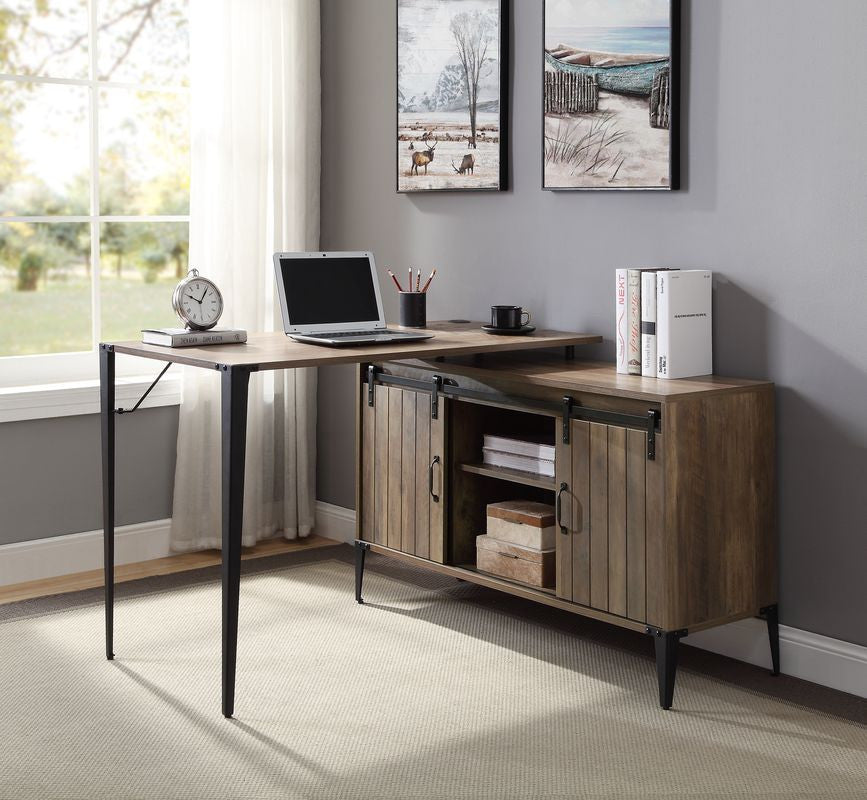 ACME OF00012 Zakwani Rustic Oak Writing Desk with USB  4