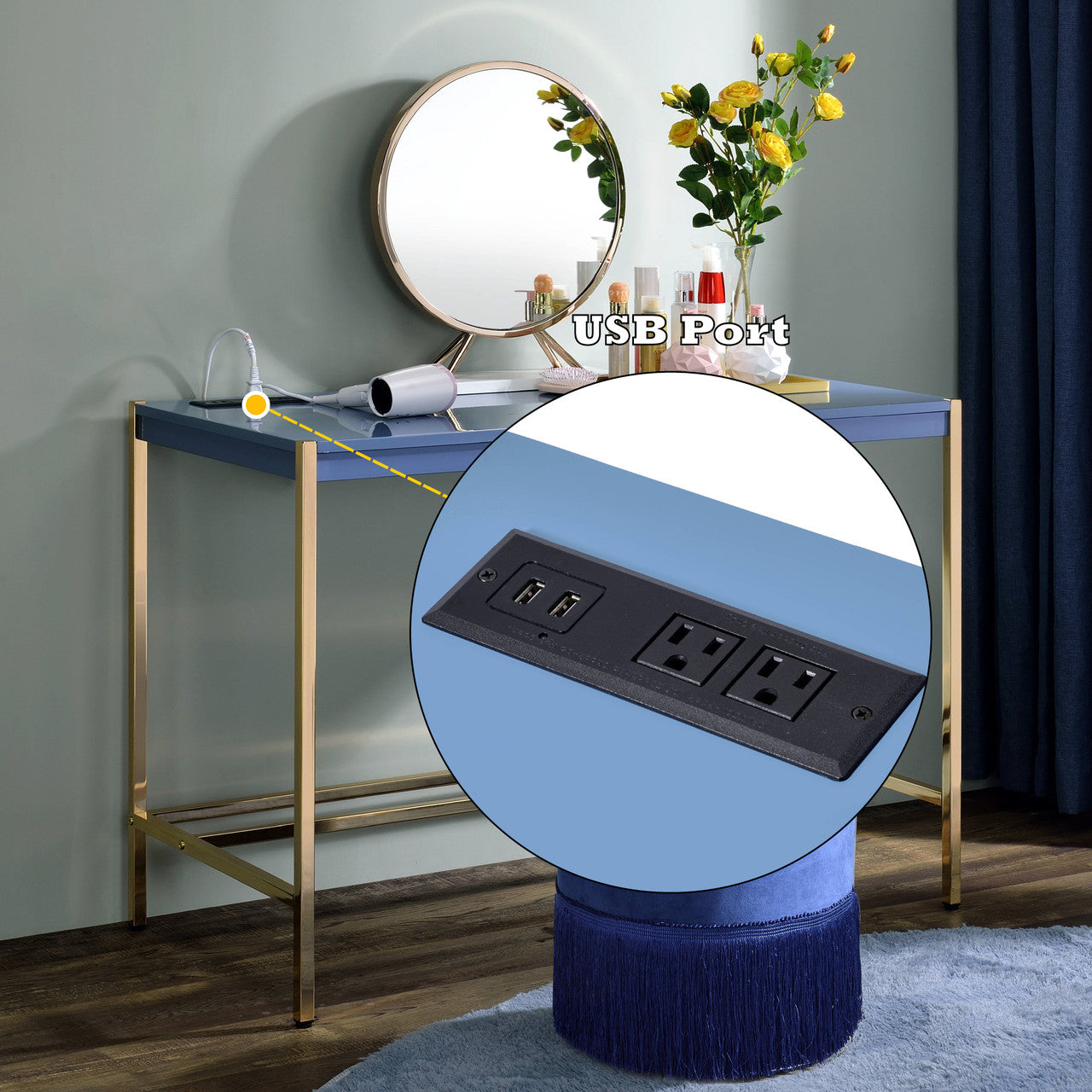 ACME OF00022 Midriaks Navy Blue Writing Office Desk  9