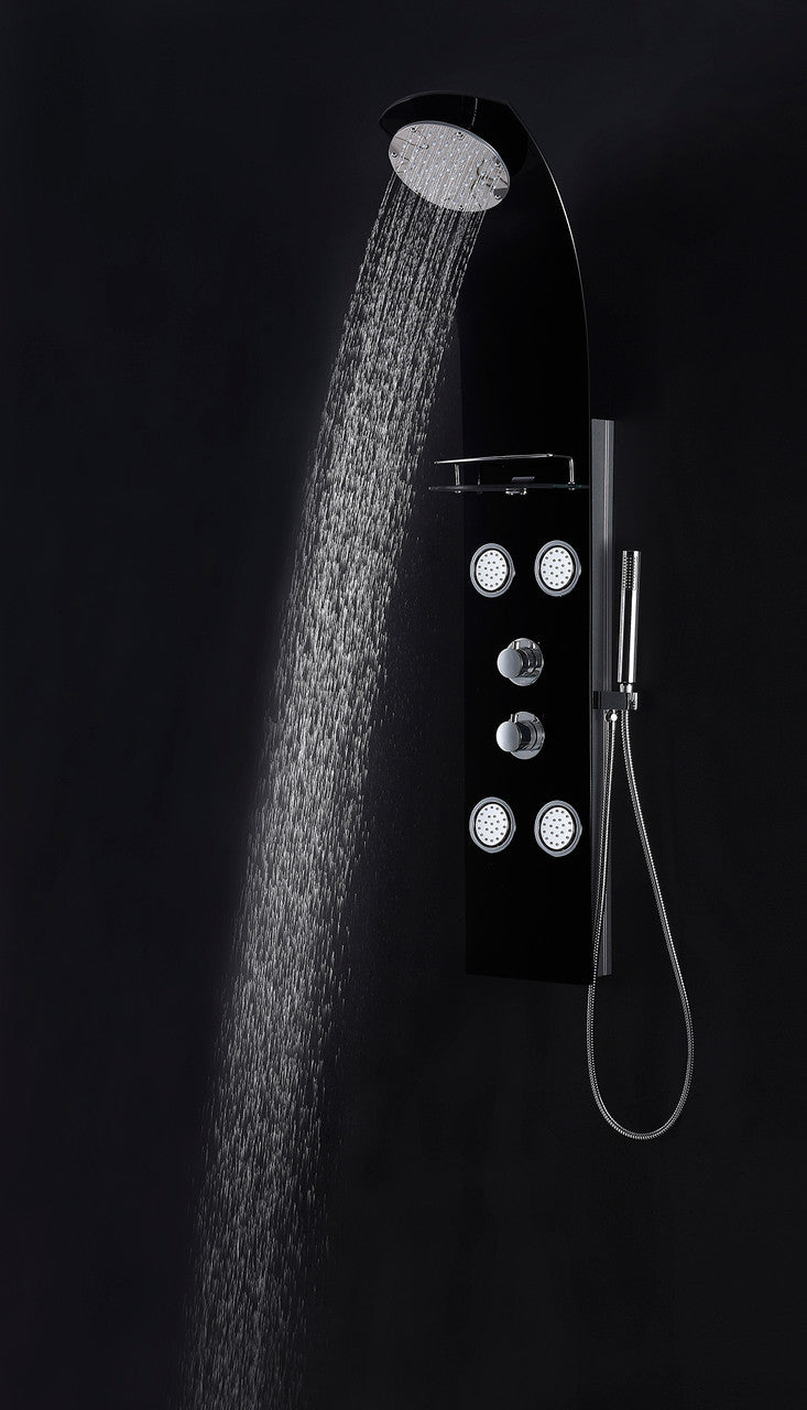 ANZZI Llano Series 56 in. Full Body Shower Panel System with Heavy Rain Shower and Spray Wand in Black SP-AZ047