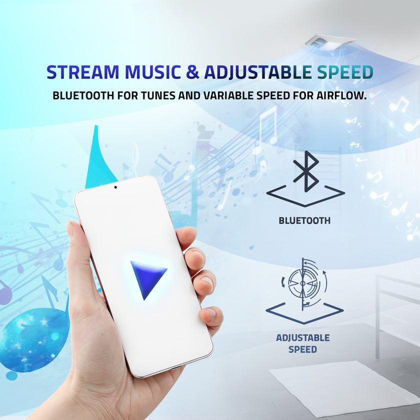 Breeze Series 110 CFM Ceiling Mount Bathroom Exhaust Fan with LED Light and Motion/Humidity Sensor, Bluetooth Speaker