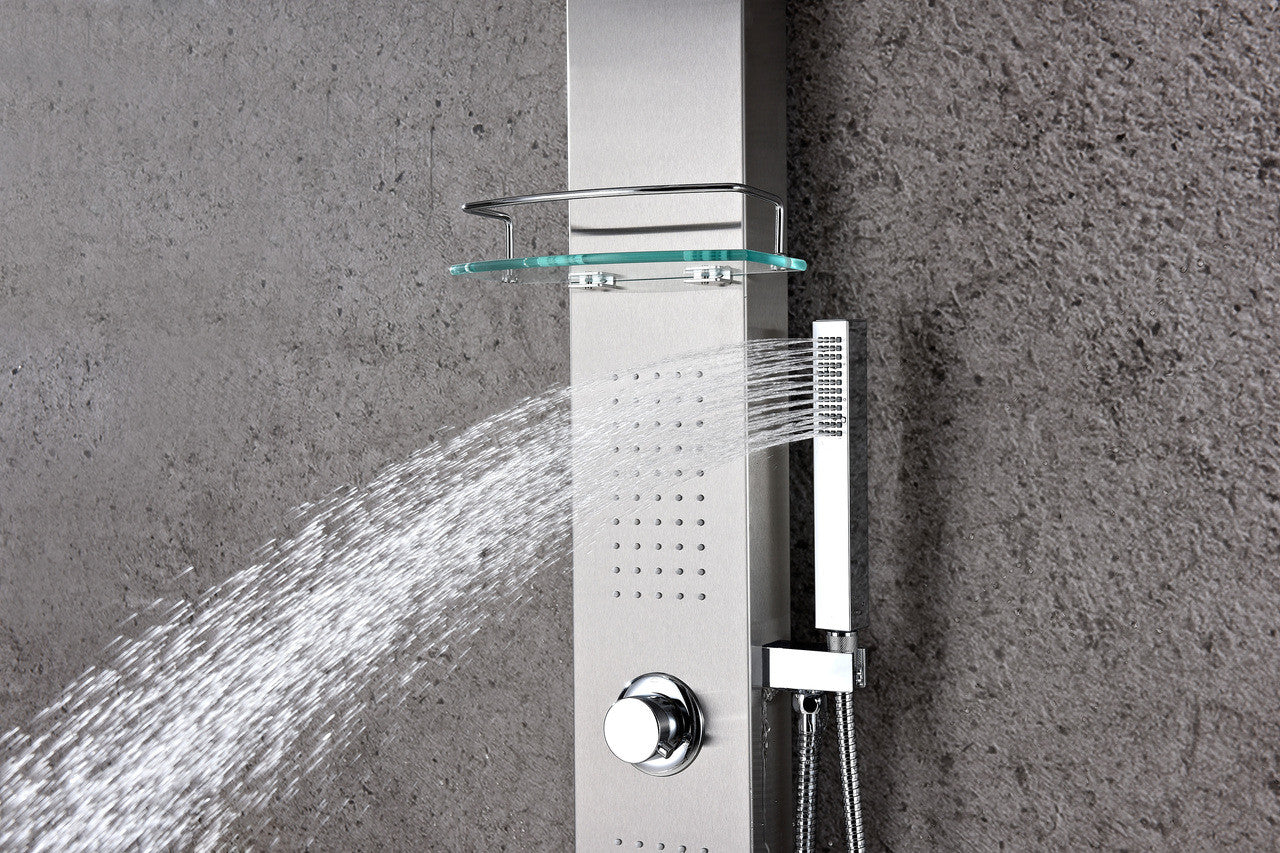 ANZZI Coastal 44 in. Full Body Shower Panel with Heavy Rain Shower and Spray Wand in Brushed Steel SP-AZ075