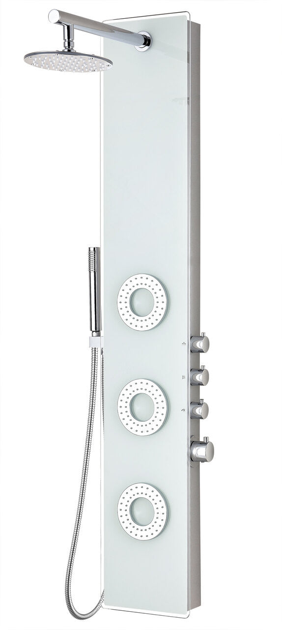 ANZZI Lynn 58 in. 3-Jetted Full Body Shower Panel with Heavy Rain Shower and Spray Wand in White SP-AZ031