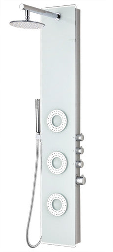 ANZZI Lynn 58 in. 3-Jetted Full Body Shower Panel with Heavy Rain Shower and Spray Wand in White SP-AZ031