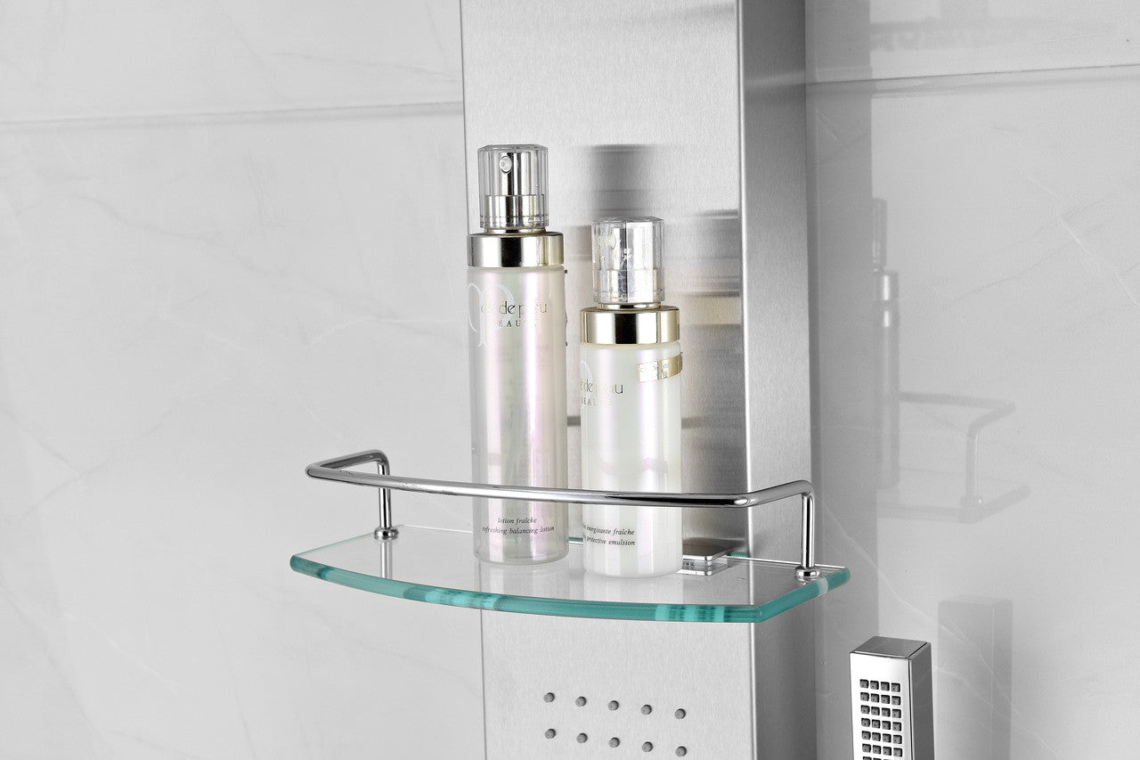 ANZZI Coastal 44 in. Full Body Shower Panel with Heavy Rain Shower and Spray Wand in Brushed Steel SP-AZ075
