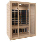 SteamSpa Maldives 3-Person Carbon FAR Infrared Hemlock Wooden Indoor Home Sauna Room with LED Touch Control Panel