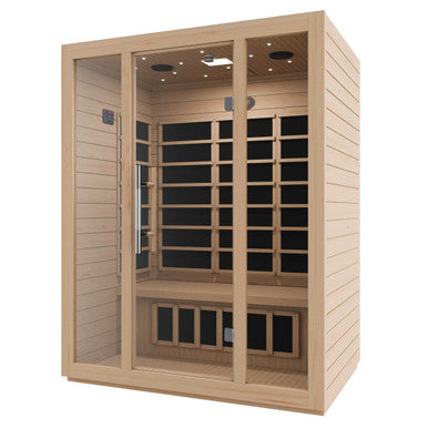 SteamSpa Maldives 3-Person Carbon FAR Infrared Hemlock Wooden Indoor Home Sauna Room with LED Touch Control Panel