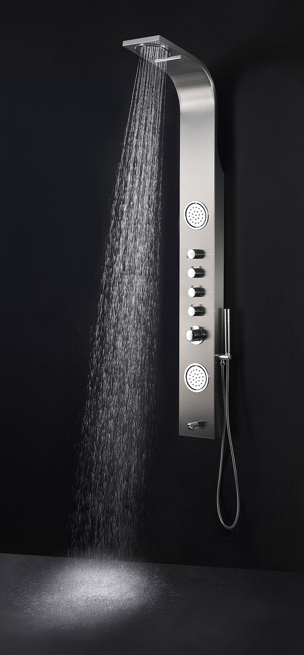 ANZZI Field 58 in. Full Body Shower Panel with Heavy Rain Shower and Spray Wand in Brushed Steel SP-AZ042