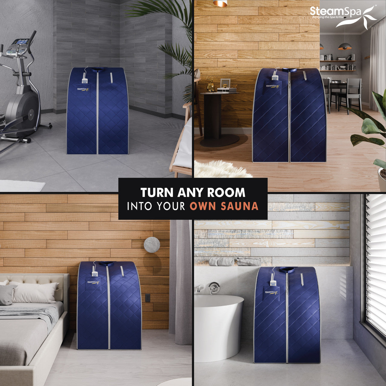 SteamSpa Portable 1-Person Infrared Home Sauna with Digital Control, Blue