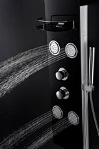 ANZZI Llano Series 56 in. Full Body Shower Panel System with Heavy Rain Shower and Spray Wand in Black SP-AZ047