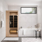 SteamSpa Lucia 1-Person Carbon FAR Infrared Hemlock Wooden Indoor Home Sauna Room with LED Touch Control Panel