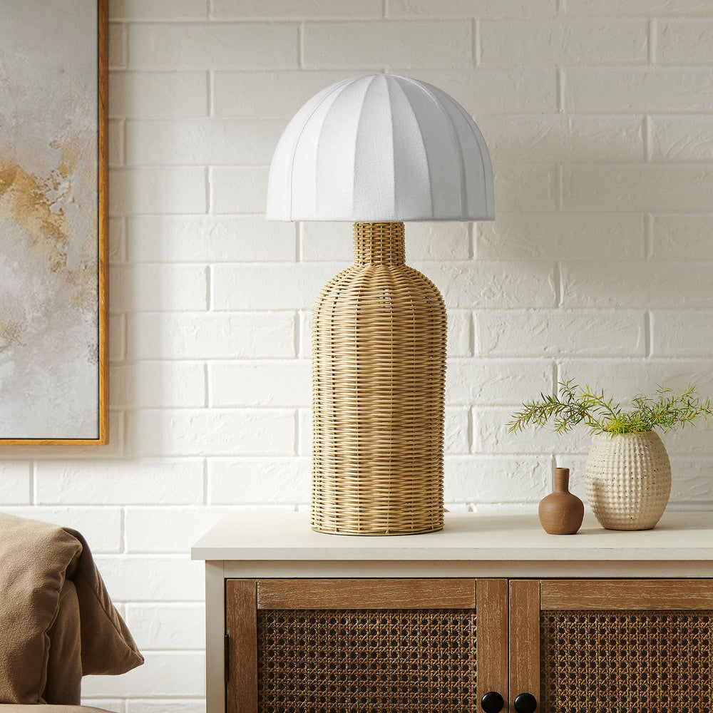 Santo Rattan Table Lamp With Dome Shade by Modway  8