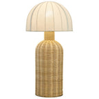 Modway EEI-7186-WHI-NAT Santo Rattan Table Lamp With Dome Shade - White Natural