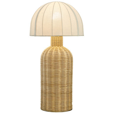 Modway EEI-7186-WHI-NAT Santo Rattan Table Lamp With Dome Shade - White Natural