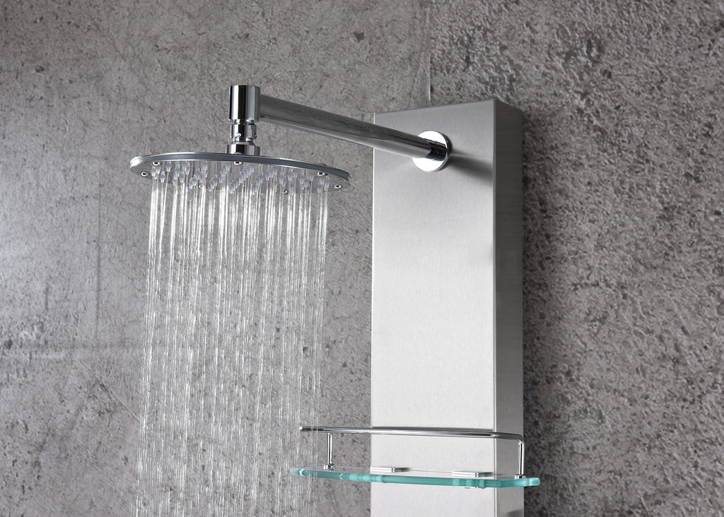 ANZZI Coastal 44 in. Full Body Shower Panel with Heavy Rain Shower and Spray Wand in Brushed Steel SP-AZ075