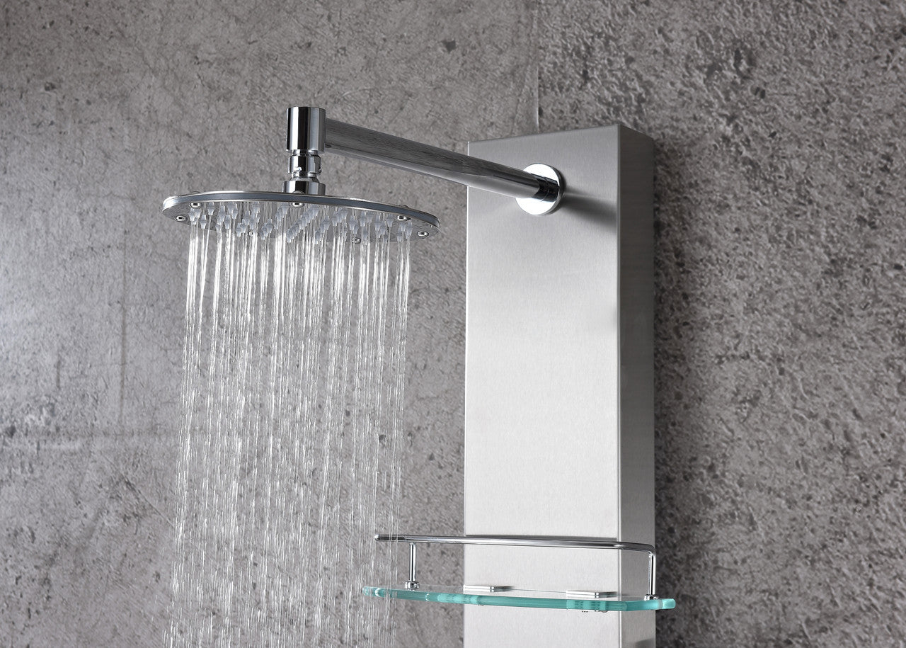 ANZZI Coastal 44 in. Full Body Shower Panel with Heavy Rain Shower and Spray Wand in Brushed Steel SP-AZ075