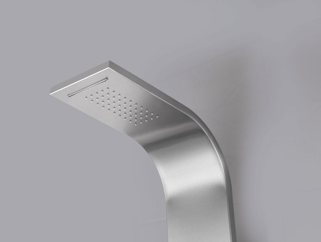 ANZZI Fontan 64 in. 6-Jetted Full Body Shower Panel with Heavy Rain Shower and Spray Wand in Brushed Steel SP-AZ026