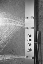 ANZZI Fontan 64 in. 6-Jetted Full Body Shower Panel with Heavy Rain Shower and Spray Wand in Brushed Steel SP-AZ026