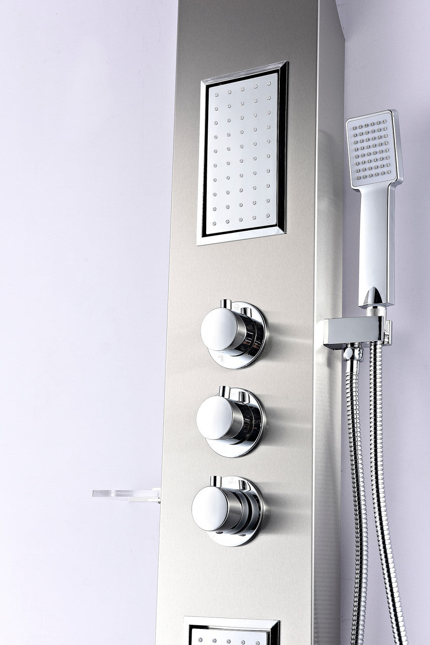 ANZZI Field 58 in. Full Body Shower Panel with Heavy Rain Shower and Spray Wand in Brushed Steel SP-AZ042