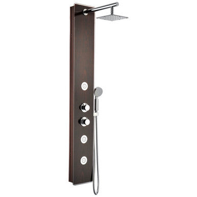 ANZZI Pure 59 in. 3-Jetted Shower Panel with Heavy Rain Shower and Spray Wand in Mahogany Deco-Glass SP-AZ021