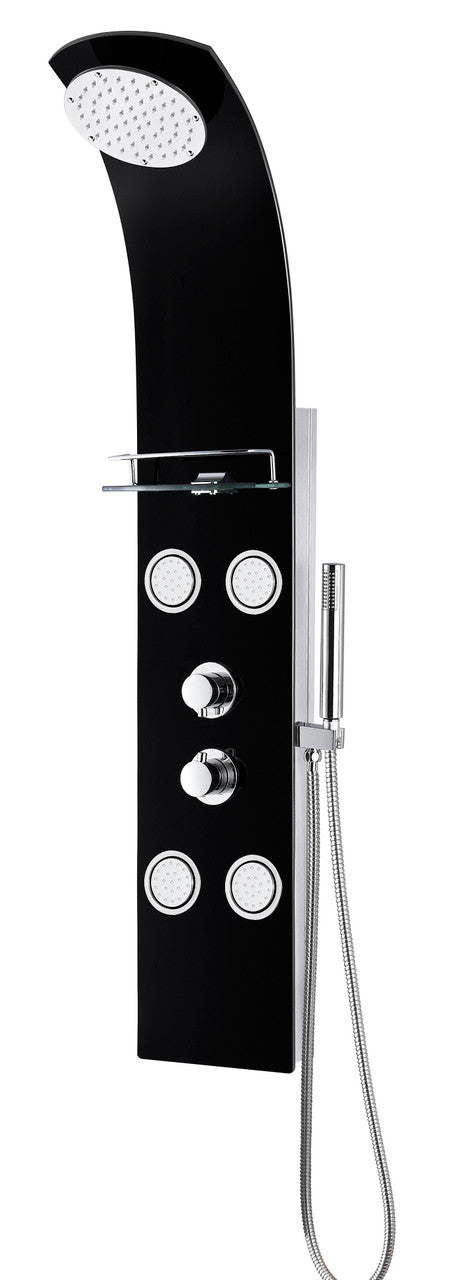 ANZZI Llano Series 56 in. Full Body Shower Panel System with Heavy Rain Shower and Spray Wand in Black SP-AZ047