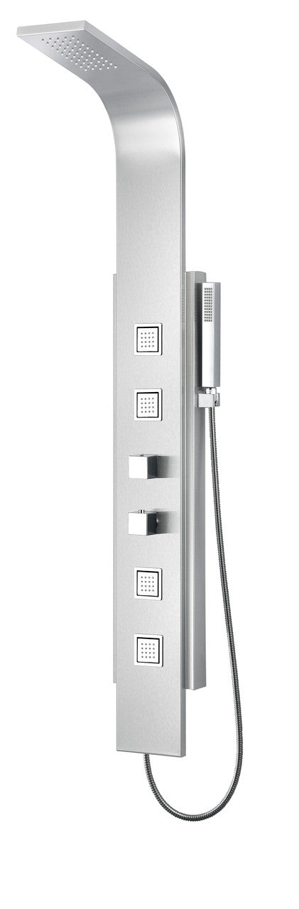 ANZZI Visor 60 in. Full Body Shower Panel with Heavy Rain Shower and Spray Wand in Brushed Steel SP-AZ035