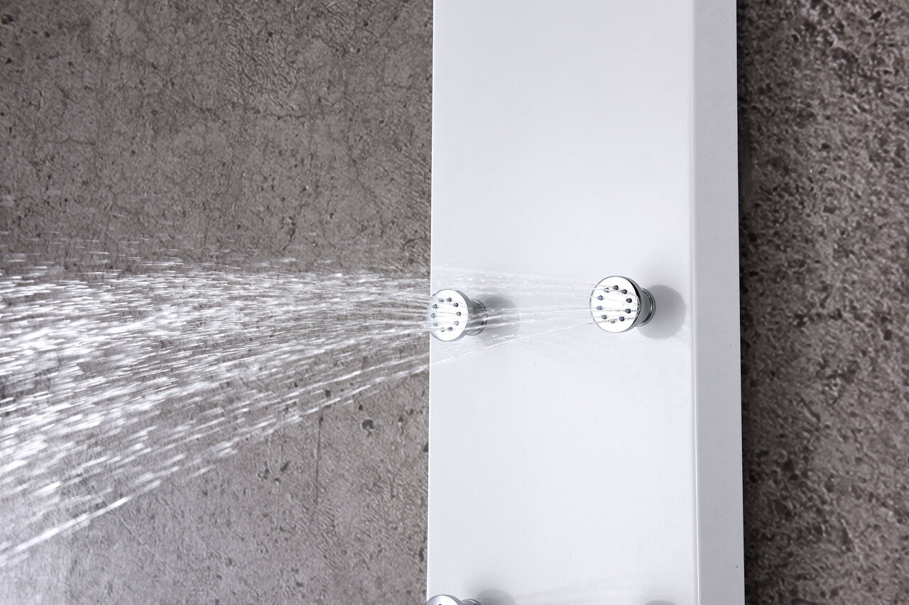 ANZZI Donna 60 in. 6-Jetted Full Body Shower Panel with Heavy Rain Shower and Spray Wand in White SP-AZ028