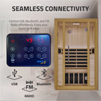 SteamSpa Fiji 2-Person Carbon FAR Infrared Hemlock Wooden Indoor Home Sauna Room with LED Touch Control Panel