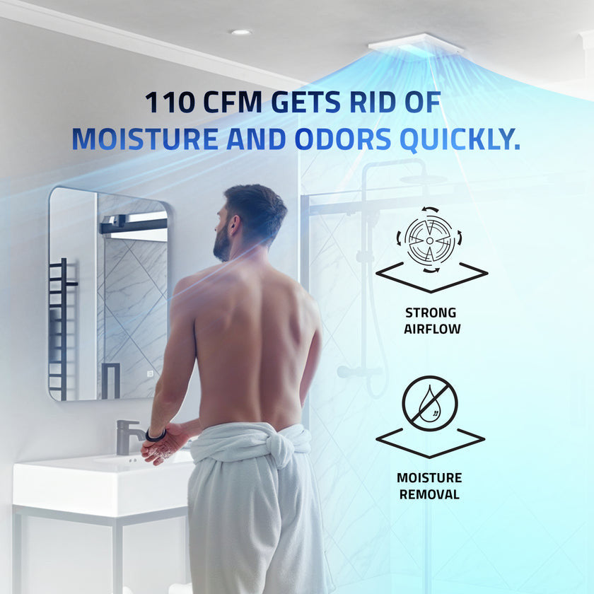 Breeze Series 110 CFM Ceiling Mount Bathroom Exhaust Fan with LED Light and Motion/Humidity Sensor, Bluetooth Speaker