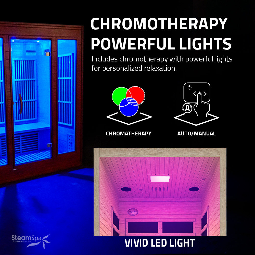 SteamSpa Lucia 1-Person Carbon FAR Infrared Hemlock Wooden Indoor Home Sauna Room with LED Touch Control Panel