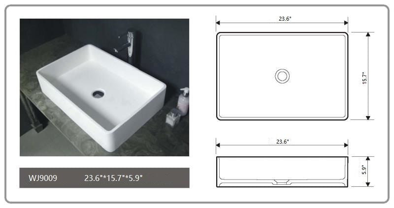 Legion Furniture WJ9009 23.6" Solid Surface Vessel Sink in White