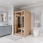 SteamSpa Maldives 2-Person Low EMF Carbon FAR Infrared Hemlock Wooden Indoor Home Sauna Room with LED Touch Control Panel