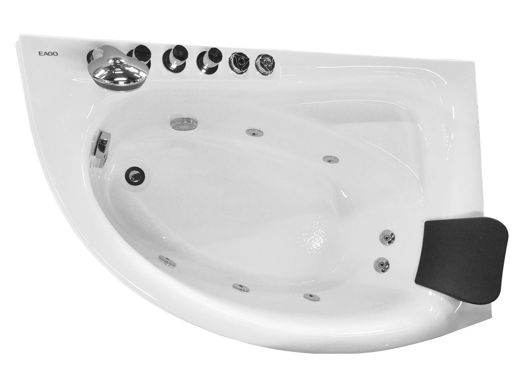 EAGO AM161-L  5' Single Person Corner White Acrylic Whirlpool Bath Tub - Drain on Left