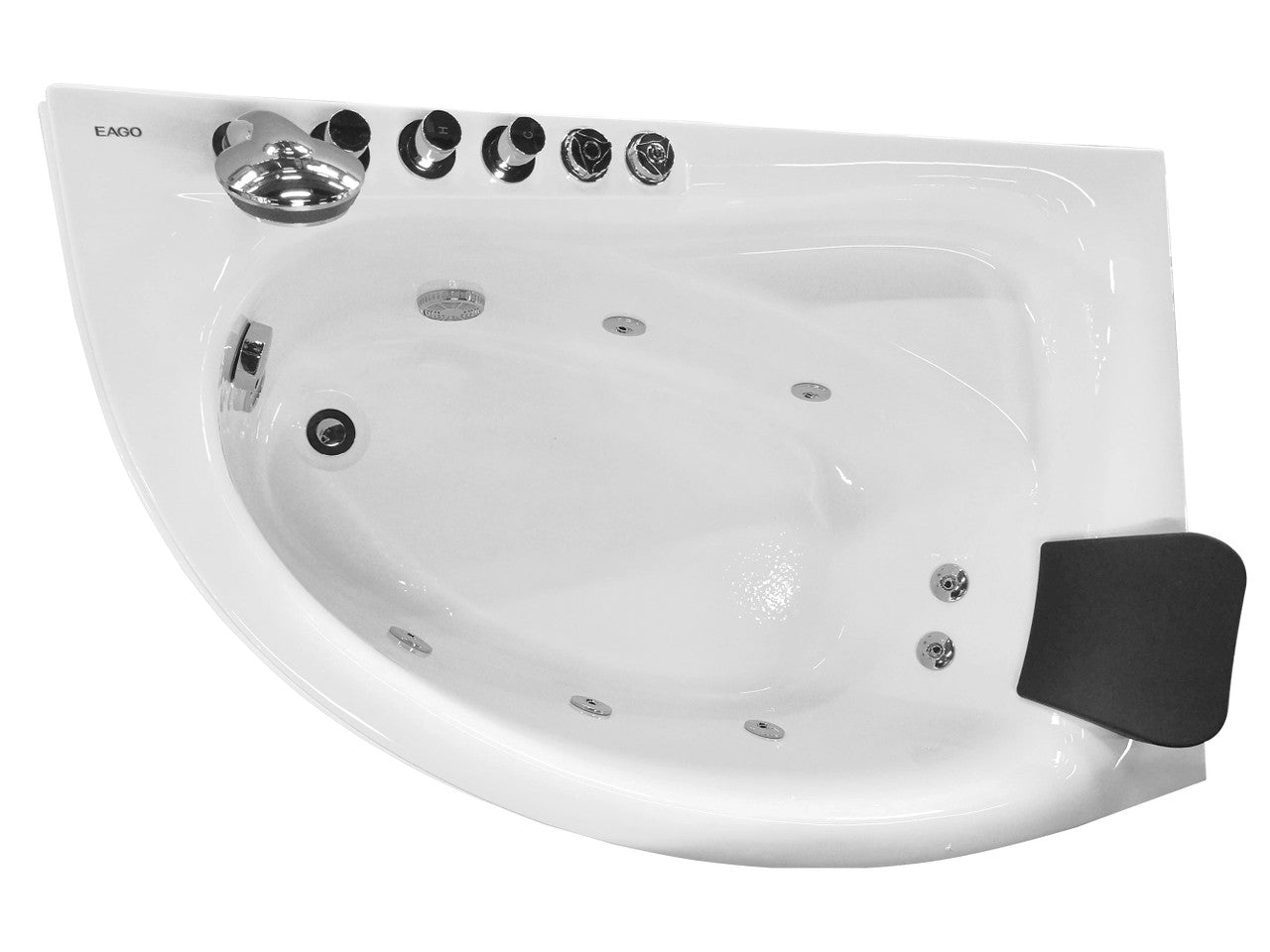 EAGO AM161-L  5' Single Person Corner White Acrylic Whirlpool Bath Tub - Drain on Left