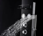ANZZI Llano Series 56 in. Full Body Shower Panel System with Heavy Rain Shower and Spray Wand in Black SP-AZ047