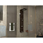 ANZZI Rite 60.75" 28-Jetted Full Body Shower Panel with Heavy Rain Shower And Spray Wand In Mahogany Style Deco-Glass - SP-AZ016