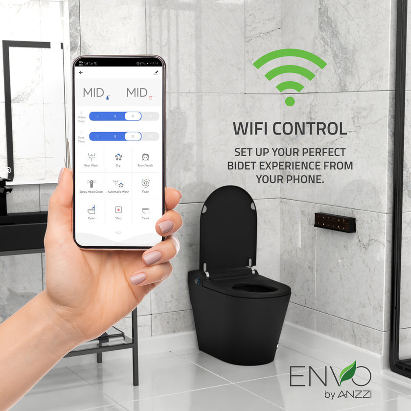 ENVO Echo Elongated 1.28 GPF Smart Bidet Toilet in White with Auto Open, Auto Flush, Heated Seat, Voice and Wifi Control