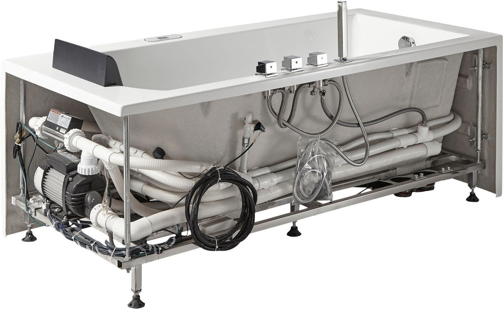 EAGO AM154ETL-L5 5 ft Acrylic White Rectangular Whirlpool Bathtub w Fixtures