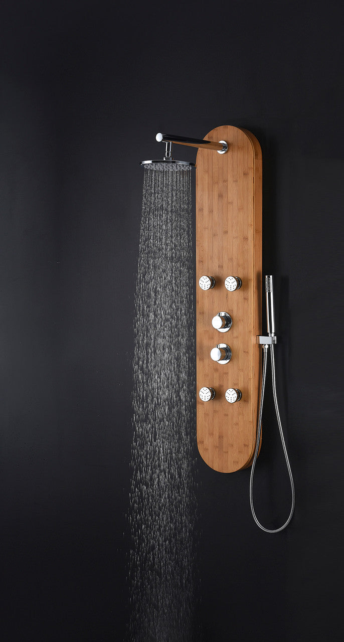 ANZZI Crane 52 in. Full Body Shower Panel with Heavy Rain Shower and Spray Wand in Natural Bamboo SP-AZ061