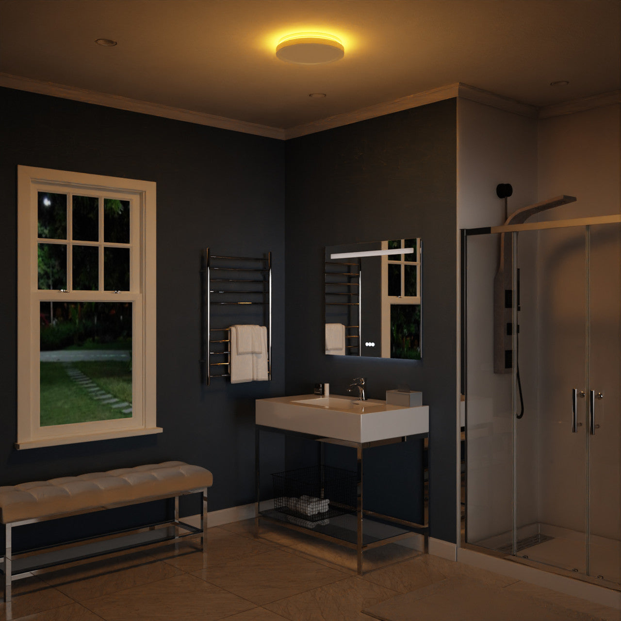 Twilight Series 100 CFM Ceiling Mount Bathroom Exhaust Fan with Brilliant LED Light, Humidity Sensor, Night Light