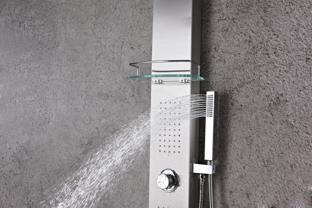 ANZZI Coastal 44 in. Full Body Shower Panel with Heavy Rain Shower and Spray Wand in Brushed Steel SP-AZ075