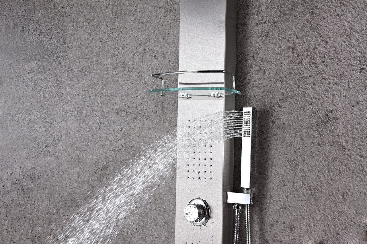 ANZZI Coastal 44 in. Full Body Shower Panel with Heavy Rain Shower and Spray Wand in Brushed Steel SP-AZ075